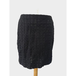 2005 CHANEL 05C Black Textured Skirt Wool FR-40/42 Vintage